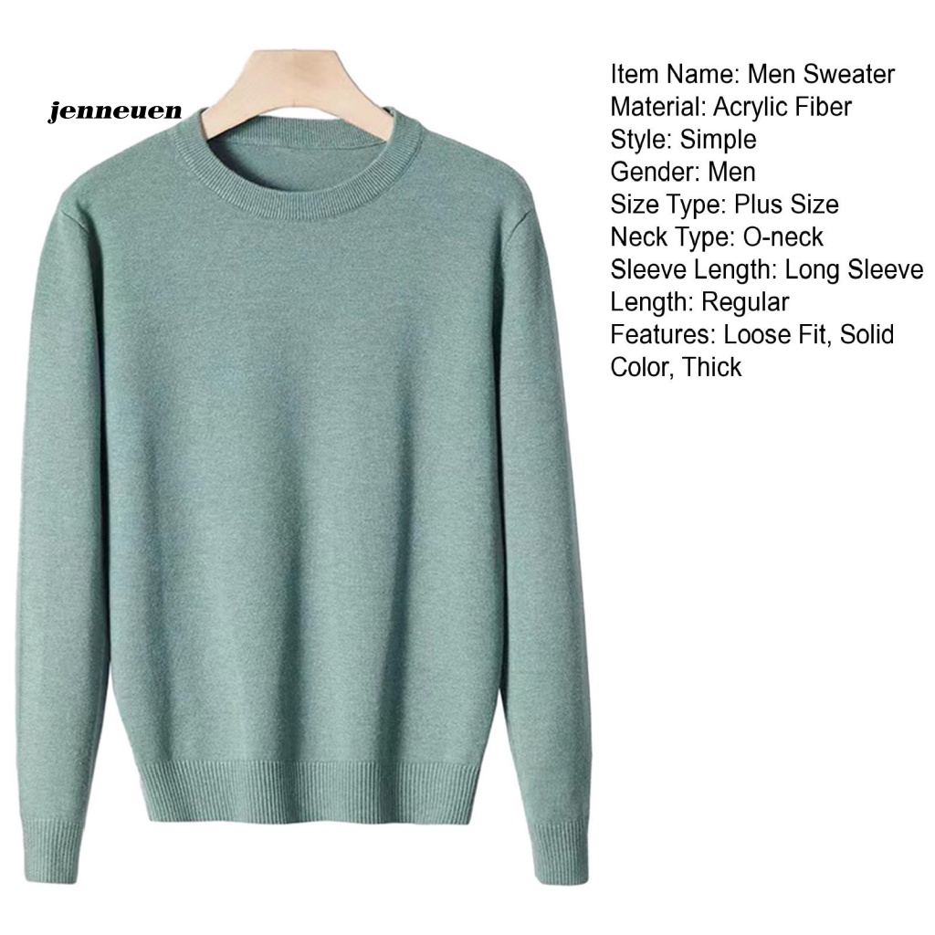 Áo sweater Dệt Kim Tay Dài Cổ Tròn Màu Trơn Thời Trang Mùa Đông Cho Nam