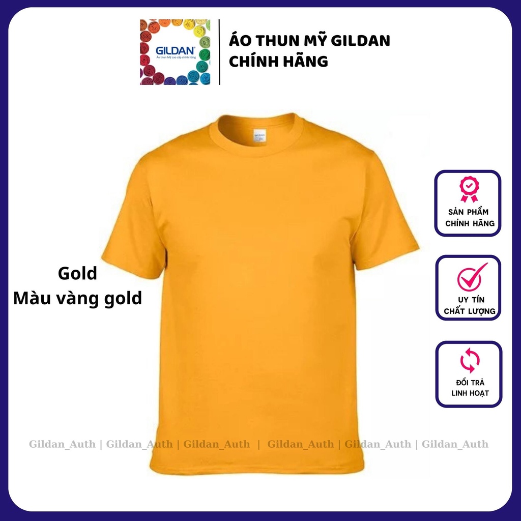 [Gold - Màu VÀNG GOLD ] Áo thun Gildan cao cấp form rộng oversize Basic Tee cotton 100% mềm mịn mát | gildan_auth