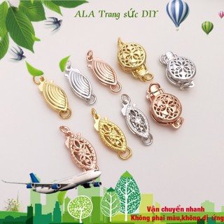 💖Trang sức DIY phụ kiện💖Giữ màu 18K mạ vàng mắt ngựa hình ngọc trai cá móc Snap lưới hoa khóa làm bằng tay DIY vòng cổ phụ kiện trang trí