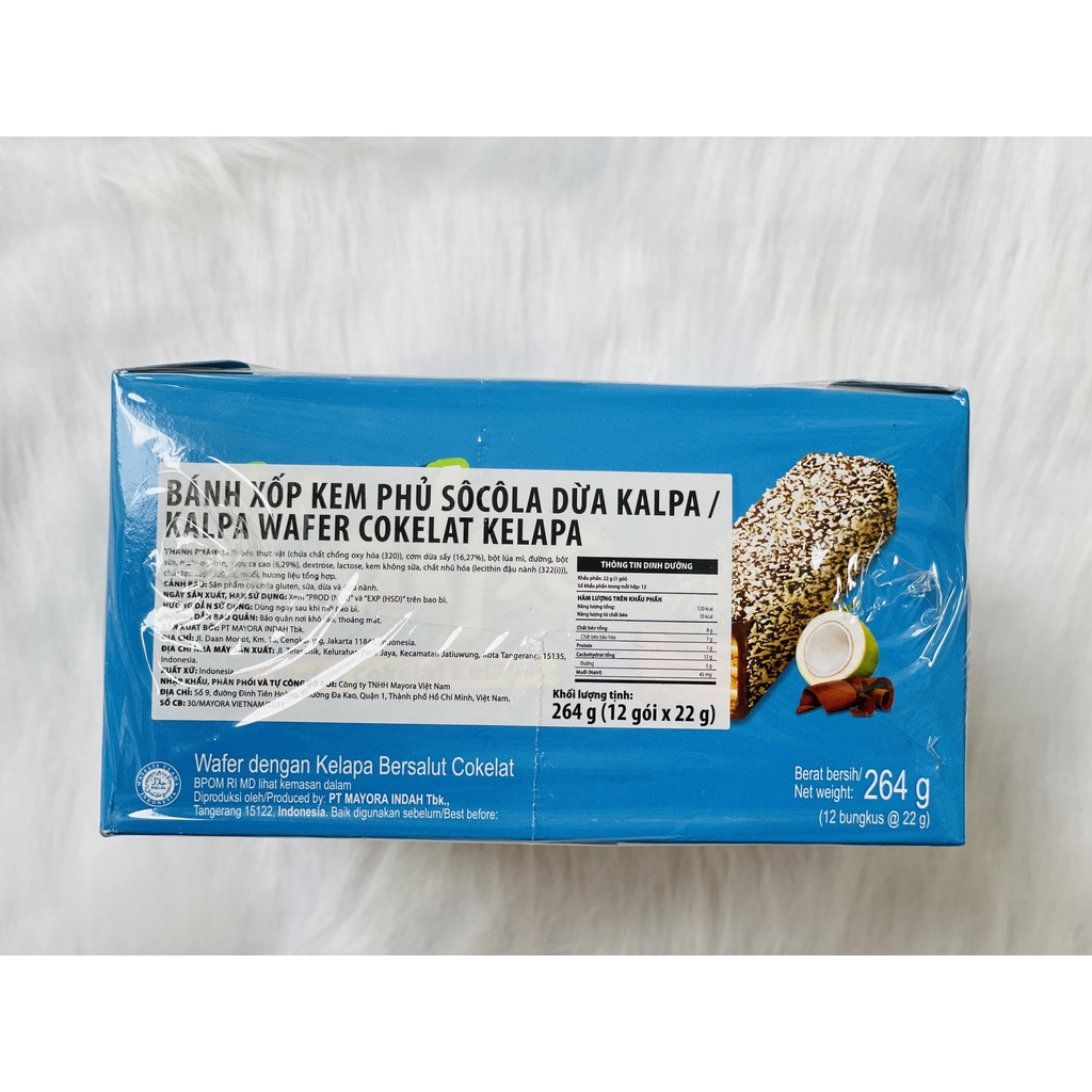 Bánh Xốp Phủ Socola Dừa Kalpa - Hộp 264g/12 Bánh