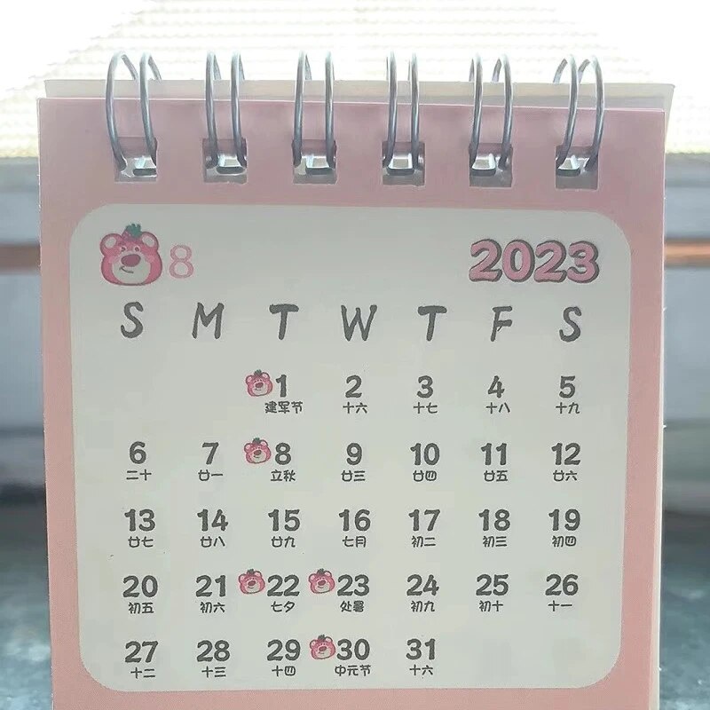 2024 Dâu Gấu Mini Lịch Để Bàn Hoạt Hình Dễ Thương Lịch Để Bàn Ghi Nhớ Hàng Ngày Ghi Chú Văn Phòng Sinh Viên Để Bàn Vật Trang Trí Miyia