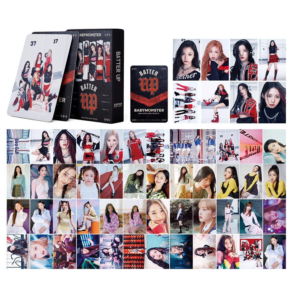 Kpop BABY MONSTER Album BATTER UP Photocard Lomo Card 55pcs/box: Collect Your Idol ASAP!