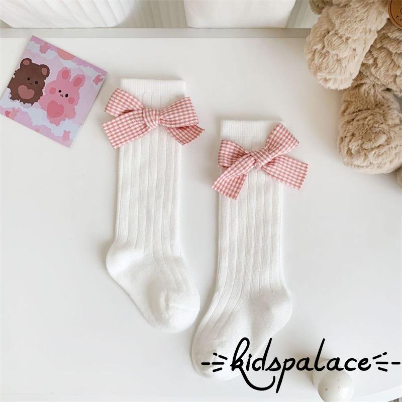 Vớ Dài Qua Gối Mềm Mại Đính Nơ Sọc Caro Thời Trang Giáng Sinh Cho Bé Gái