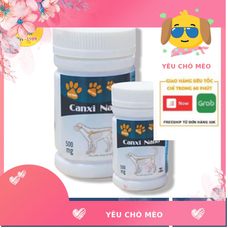 Canxi nano chó mèo cho chó bầu phục hồi bị hạ bàn tai cụp (150viên/lọ)