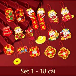 Set 18 dây treo trang trí tết hình rồng - năm mới dây treo chậu cây cảnh cây mai, đào, cây quất mẫu mới 2024