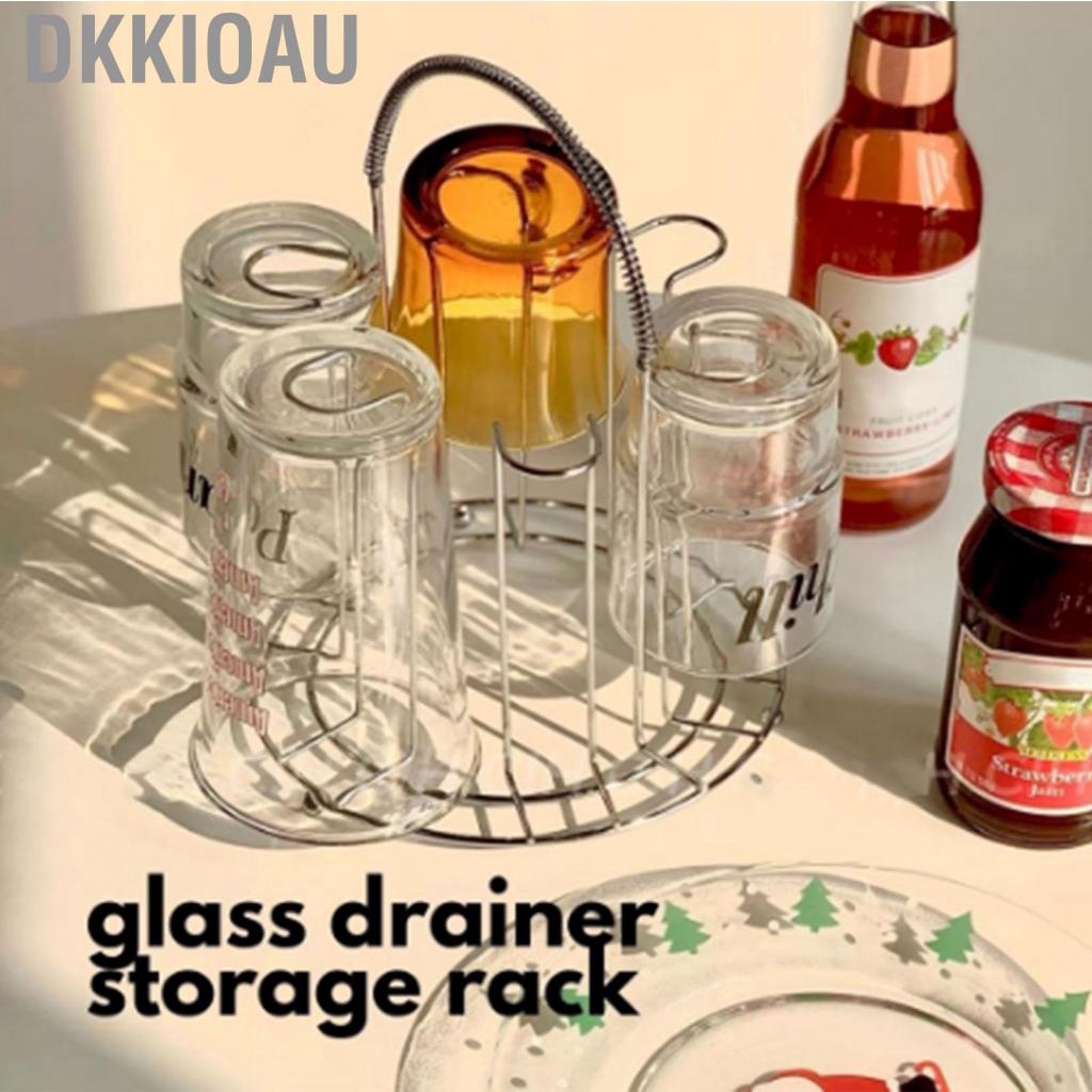 Dkkioau Glass Water Cup Rack Bracket Stainless Steel Household Draining Storage Holder for Party