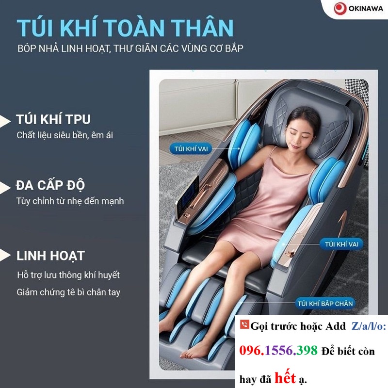 Ghế massage toàn thân Okinawa OS-392 bi silicon di chuyển công nghệ 4D