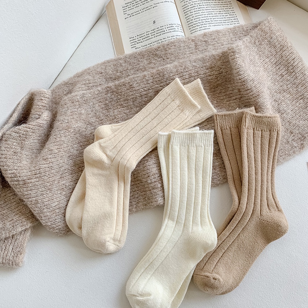 Đôi Tất Chân Len Dày Màu Trơn Thời Trang vintage