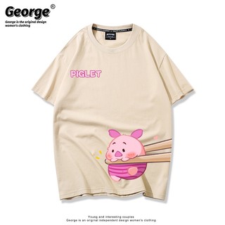 Áo thun nữ form rộng cotton cổ tròn in basic