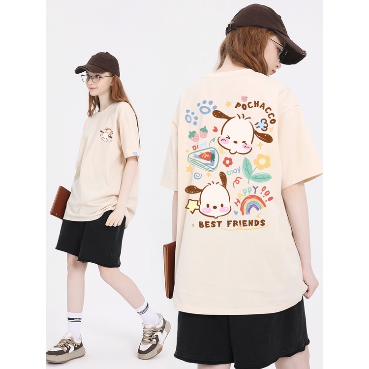 Áo thun nữ form rộng 100% cotton cổ tròn in basic