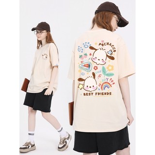 Áo thun nữ form rộng 100% cotton cổ tròn in basic