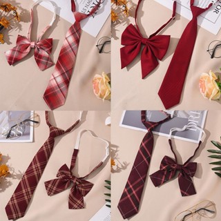 Cà Vạt Nơ Sọc Ca Rô Đỏ Xinh Xắn Thời Trang Cho Nữ