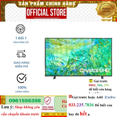 [Hãng] Tivi Samsung 43 inch Crystal UHD 4K CU8000  .