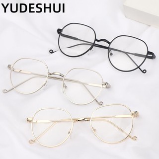 YUDESHUI  Unisex thời trang kính quang học gọng tròn kính cận thị kim loại siêu nhẹ -1.0 ~ -4.0