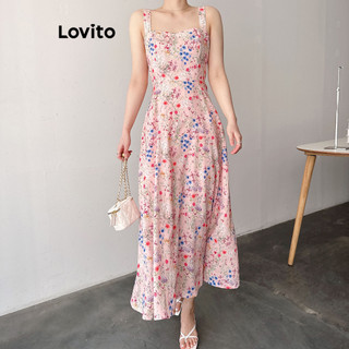 Đầm Lovito họa tiết hoa phong cách thường ngày cho nữ LNE69508