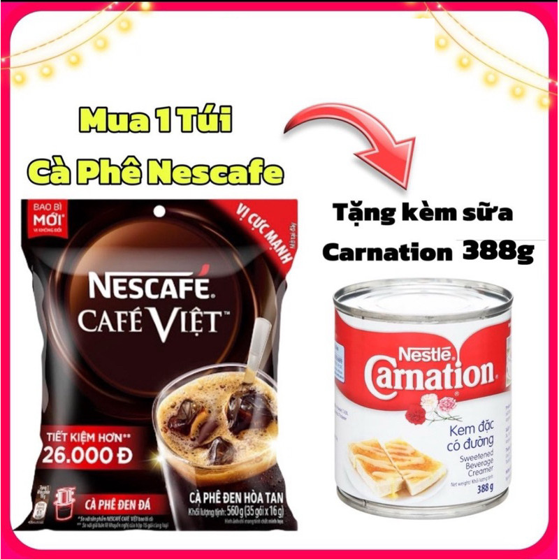 Nescafe Cafe Việt - Tặng Thêm 1 Lon Sữa Đặc Có Đường (388g) (Date Mới) Nescafe Cafe (560g - 16g x 35
