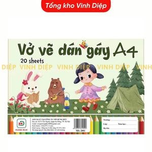 Vở Vẽ Lò Xo A4 20 trang, Vở vẽ dán gáy - Vỡ Vẽ A4 giấy 100gsm