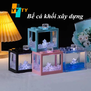YYTY Bể Cá Mini Lắp Ghép Bằng Nhựa,Bể Cá Để Bàn,Bể cá khối xây dựng,Trang trí bàn học bàn làm việc 12cm*8.0cm*10cm