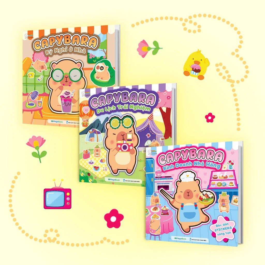 Combo Tranh đồ chơi bóc dán sticker Capybara cho bé (3 Cuốn)