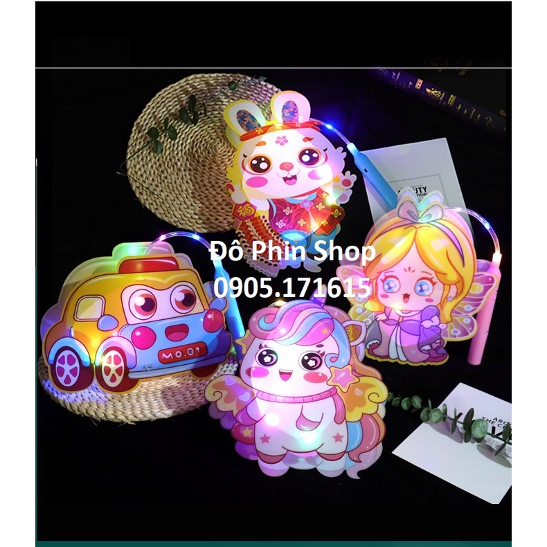 Lồng Đèn Trung Thu DIY cho bé mẫu mới năm 2023 hình gấu dâu, thỏ ngọc, búp bê, ô tô, khủng long