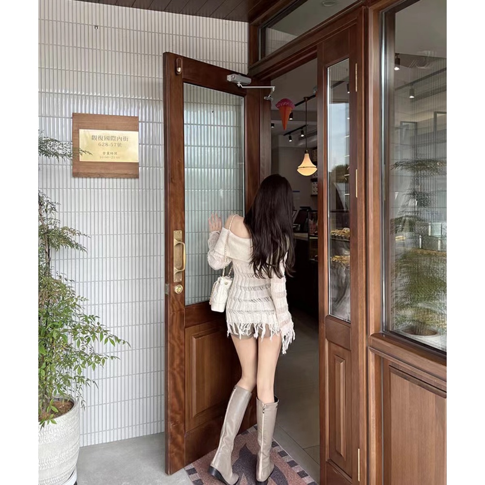 Áo Dệt Kim Nữ Tay Dài Phối Tua Rua Thời Trang