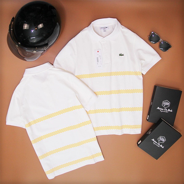 ÁO POLO SỌC VÀNG LACOSTE FORM SLIMFIT
