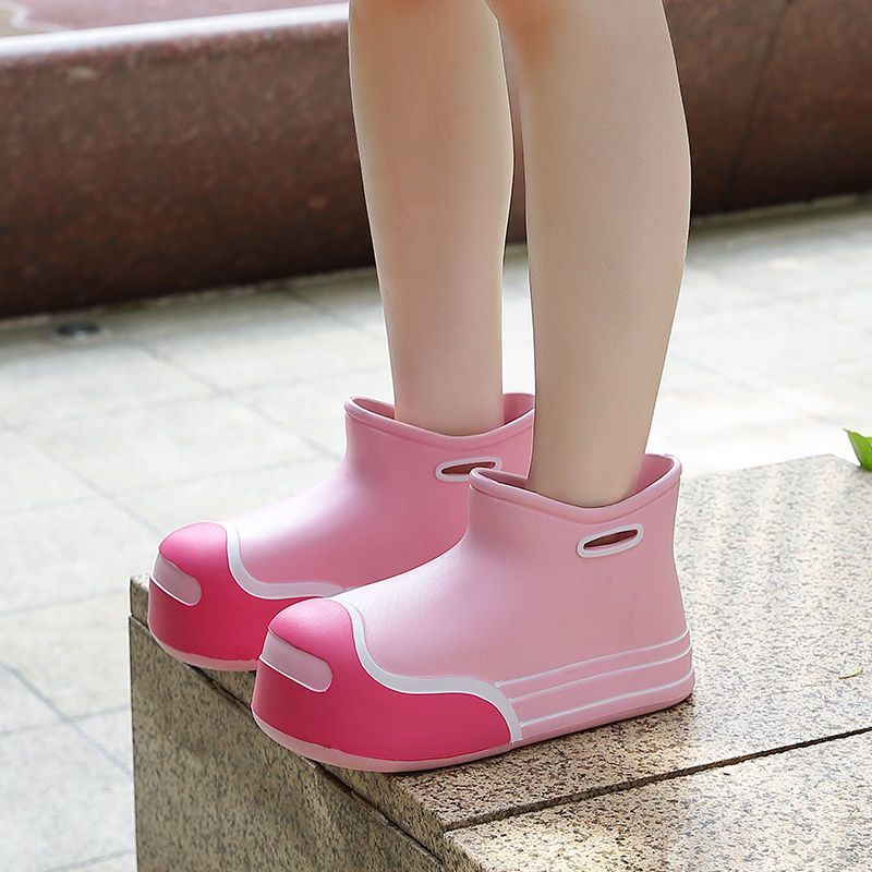 Giày mưa thời trang nữ, bên ngoài mang giày mưa ống trung bình, đế dày nhẹ không thấm nước cao su, chống trượt giày ngắn, giày nước nữ