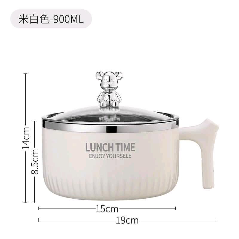 Bát Ăn ÚP Mì Bằng Thép Không Gỉ 304 Có Nắp Hình Gấu Dễ Thương ocp
