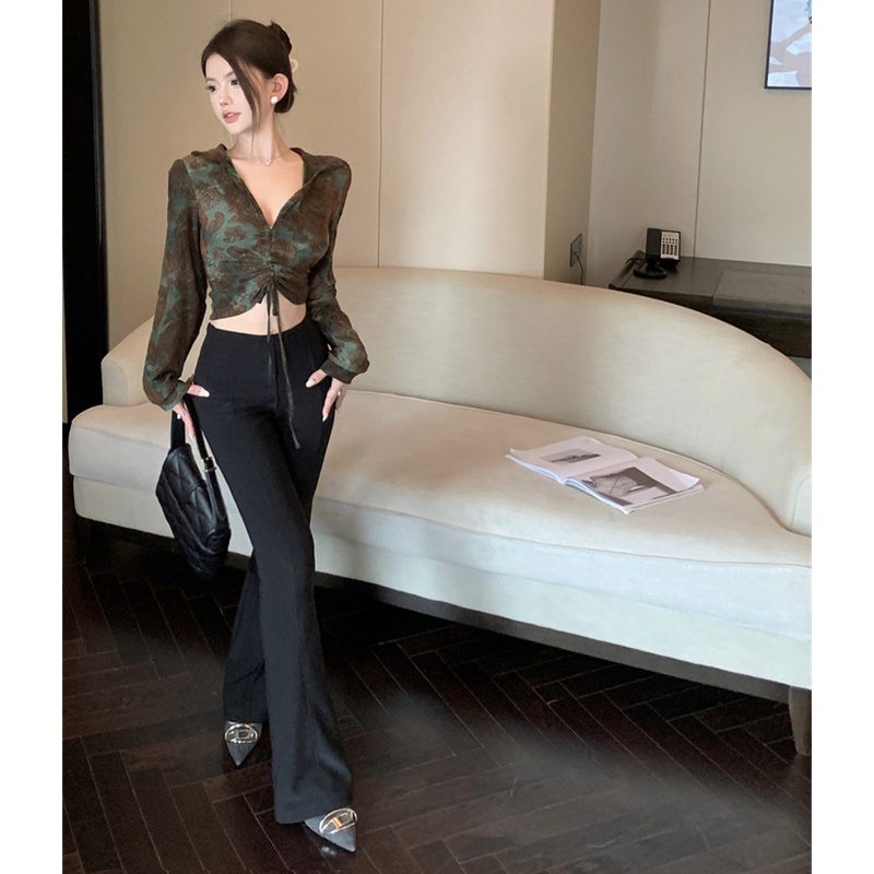 Áo Thun Tay Dài Cổ Chữ v Dáng Ôm Quyến Rũ Trẻ Trung Cho Bạn Gái