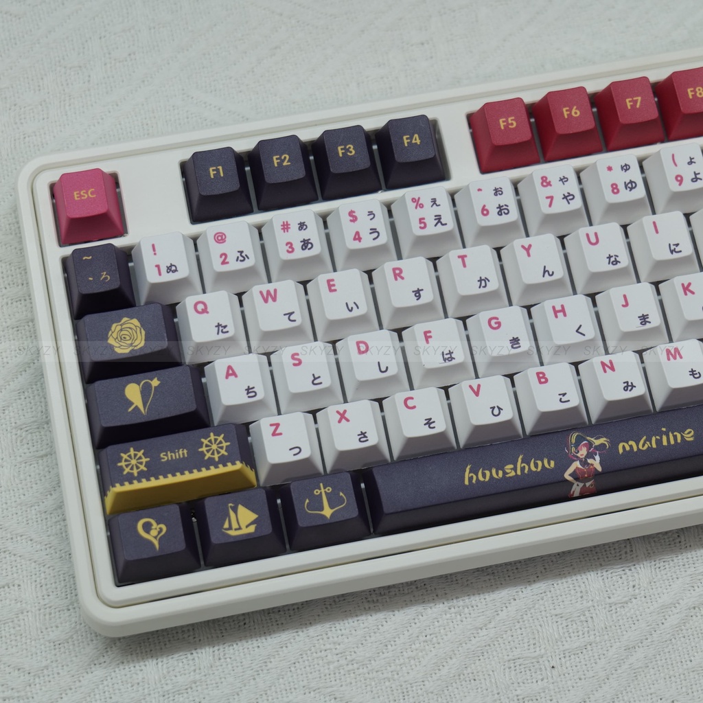 Houshou Marine Keycaps Cherry Profile Anime PBT DYE SUB Bàn Phím Cơ Keycap
