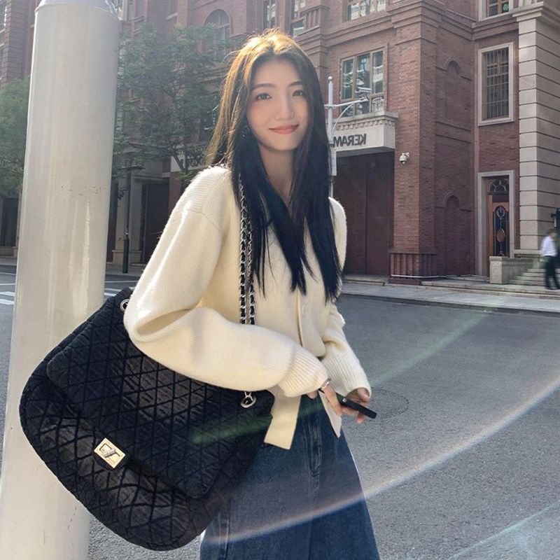 COZOK Áo cardigan Dệt Kim Tay Dài Cổ Chữ v Chiết Eo Phong Cách Thời Trang retro