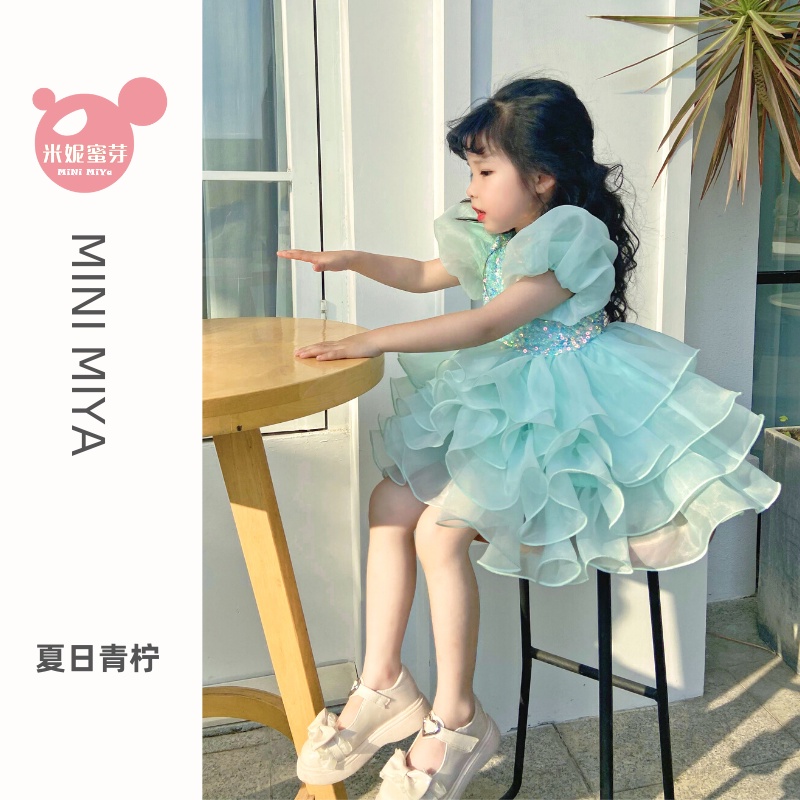 Bé Gái Mới Năm 2023 Váy Công Chúa sequin Bánh Ngọt Ngắn Tay