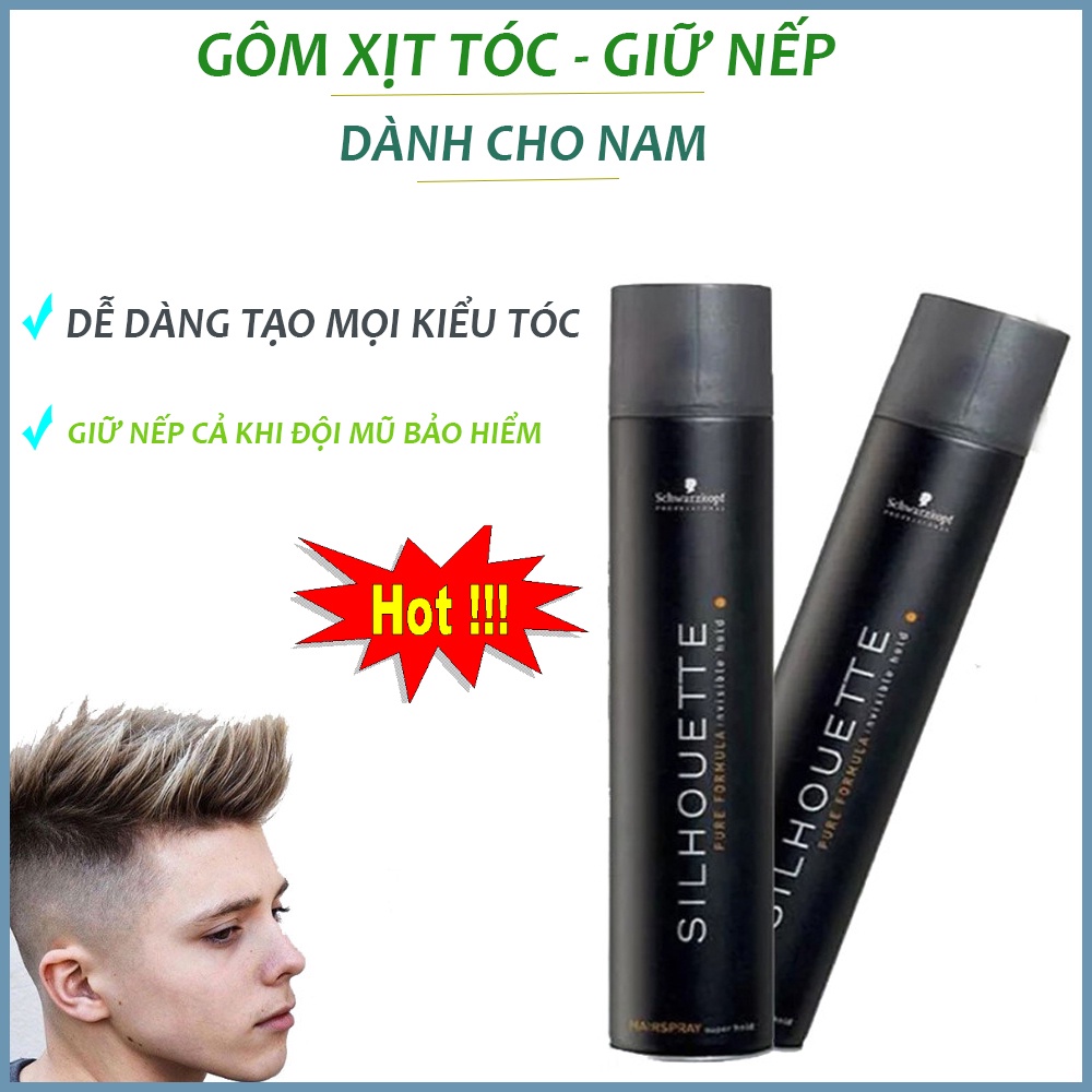 Gôm Xịt Tóc SILHOUTTE, Keo Xịt Tóc Nam, Hương Nam Tính, Giữ Nếp suốt 24h, Dễ Tạo Kiểu, Không Gầu, Không Ngứa, Nhờn