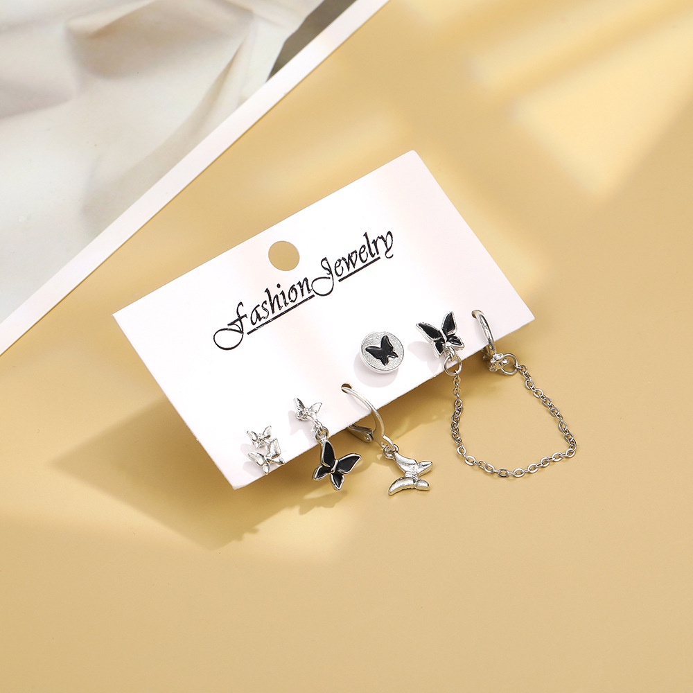 Set 5 Đôi Khuyên Tai Màu Trắng Hình Bướm Phong Cách Đơn Giản Sáng Tạo Mẫu Mới Năm 2023 Dành Cho Bạn Nữ