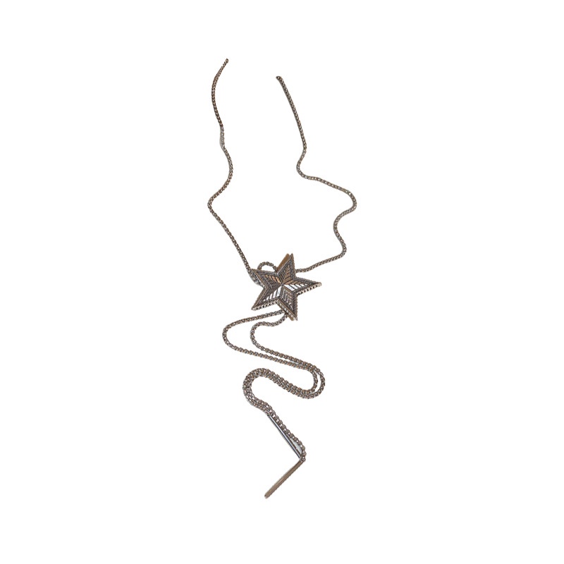 Vòng Cổ choker Dài Bằng Thép Không Gỉ Mặt Ngôi Sao Năm Cánh Phong Cách hip hop