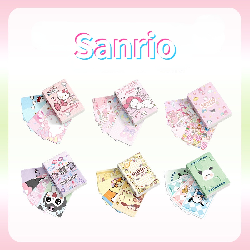 Sanrio Pochacco Kuromi Hello Kitty Pom Pom Purin Melody Flash Laser Photocard Lomo Card 50pcs/box