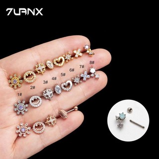 7uanX 1 Khuyên Tai Thánh Giá / Trái Tim helix pinna 20gauge Bằng Thép Không Gỉ Đính Đá zircon