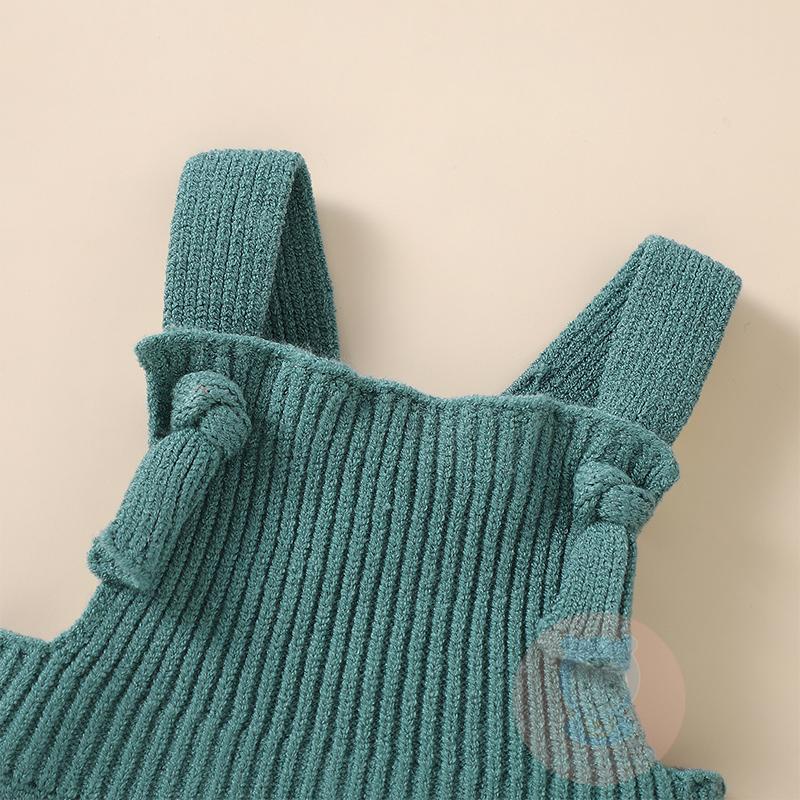 Laa6-áo Liền Quần Hai Dây Dệt Kim Màu Trơn Cho Bé Gái