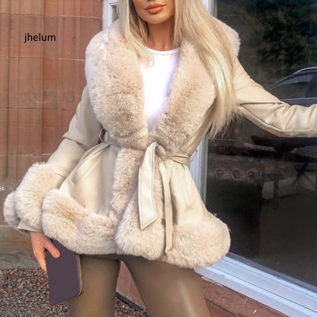 Áo Khoác Giả Da Tay Dài Có Túi Thời Trang Thu Đông Cho Nữ