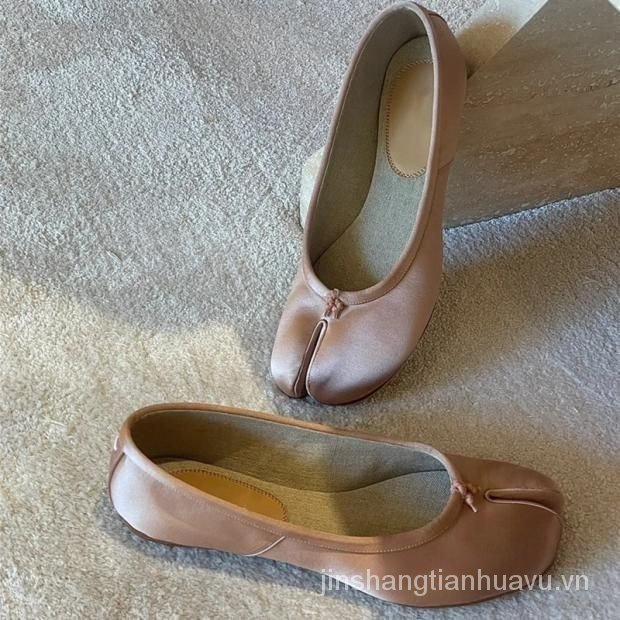 Giày Búp Bê Vải satin Đế Mềm Phẳng Hở Ngón Thời Trang Mùa Thu 2022 Phong Cách Mới Dành Cho Bạn Nữ