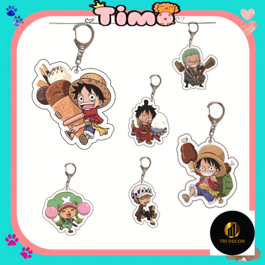 Móc Khoá One Piece Luffy Zoro Sanji Chopper Cute Dạng Anime Gắn Xe Máy Ô Tô Cặp Đôi PK88