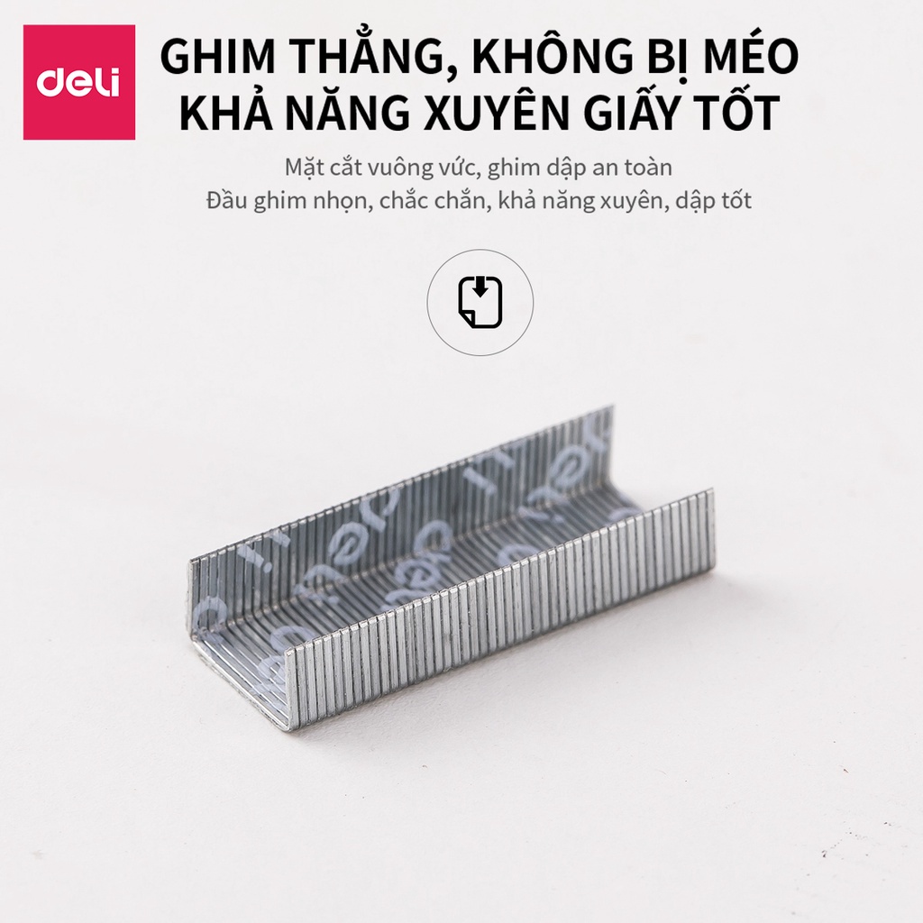Ghim Dập Tài Liệu Số 10 Deli - Hộp Ghim Bấm 1000 cái - 1 hộp