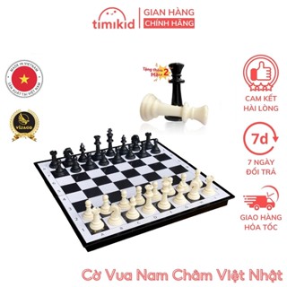 Cờ Vua Nam Châm Việt Nhật - Vijago - Tặng 2 Hậu - Size Đại - Hàng Việt Nam An Toàn Cho Bé