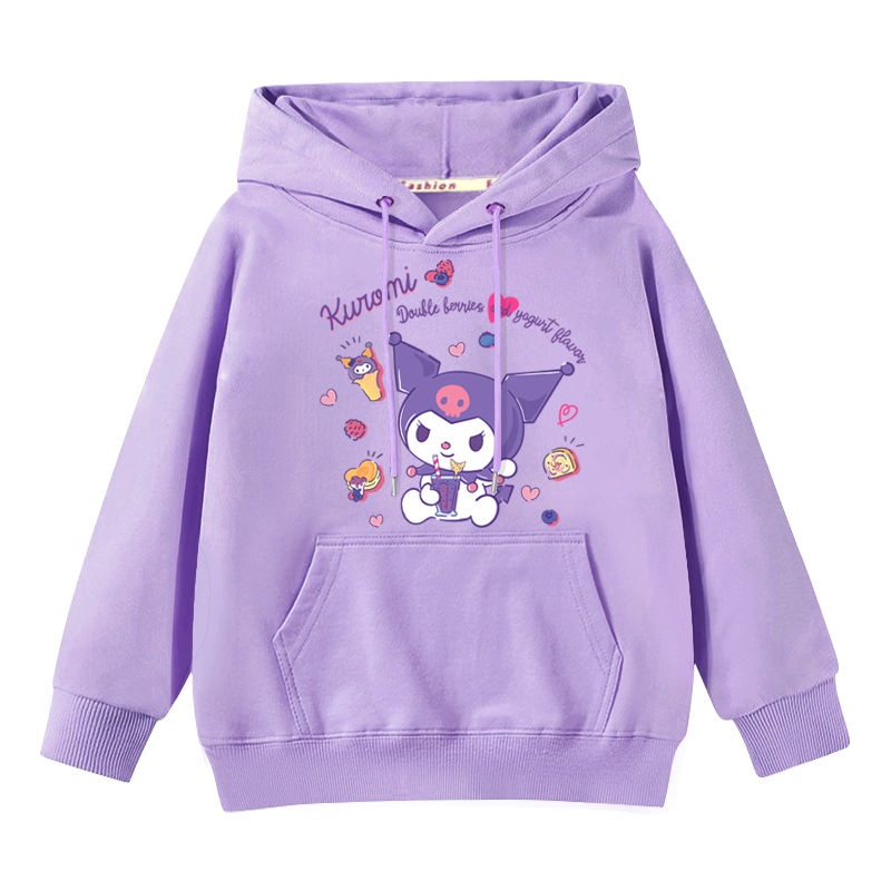 Áo sweater Có Mũ Phối Nhung In Hình Melody Kulomi Dễ Thương Thời Trang Thu Đông Cho Bé Gái
