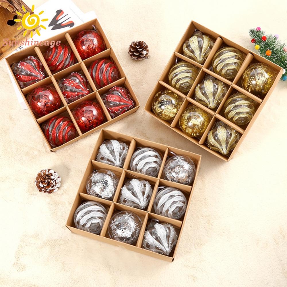 Set 9 Trái Châu 8cm Trang Trí Cây Thông Noel