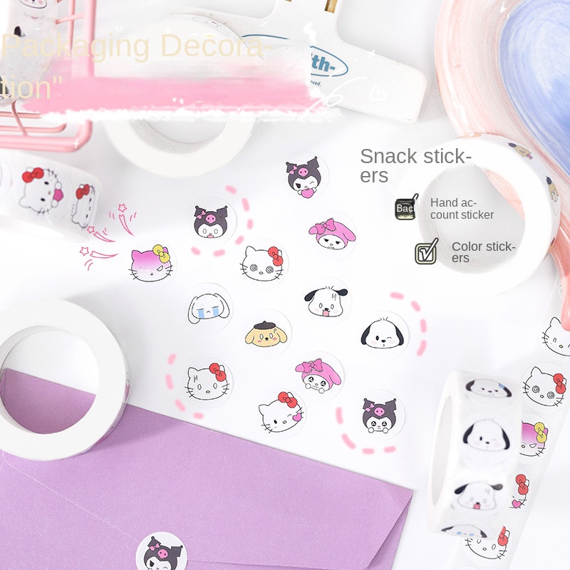 Sticker Dán Trang Trí Cốc Hình sanrio kuromi melody cinnamoroll Dễ Thương