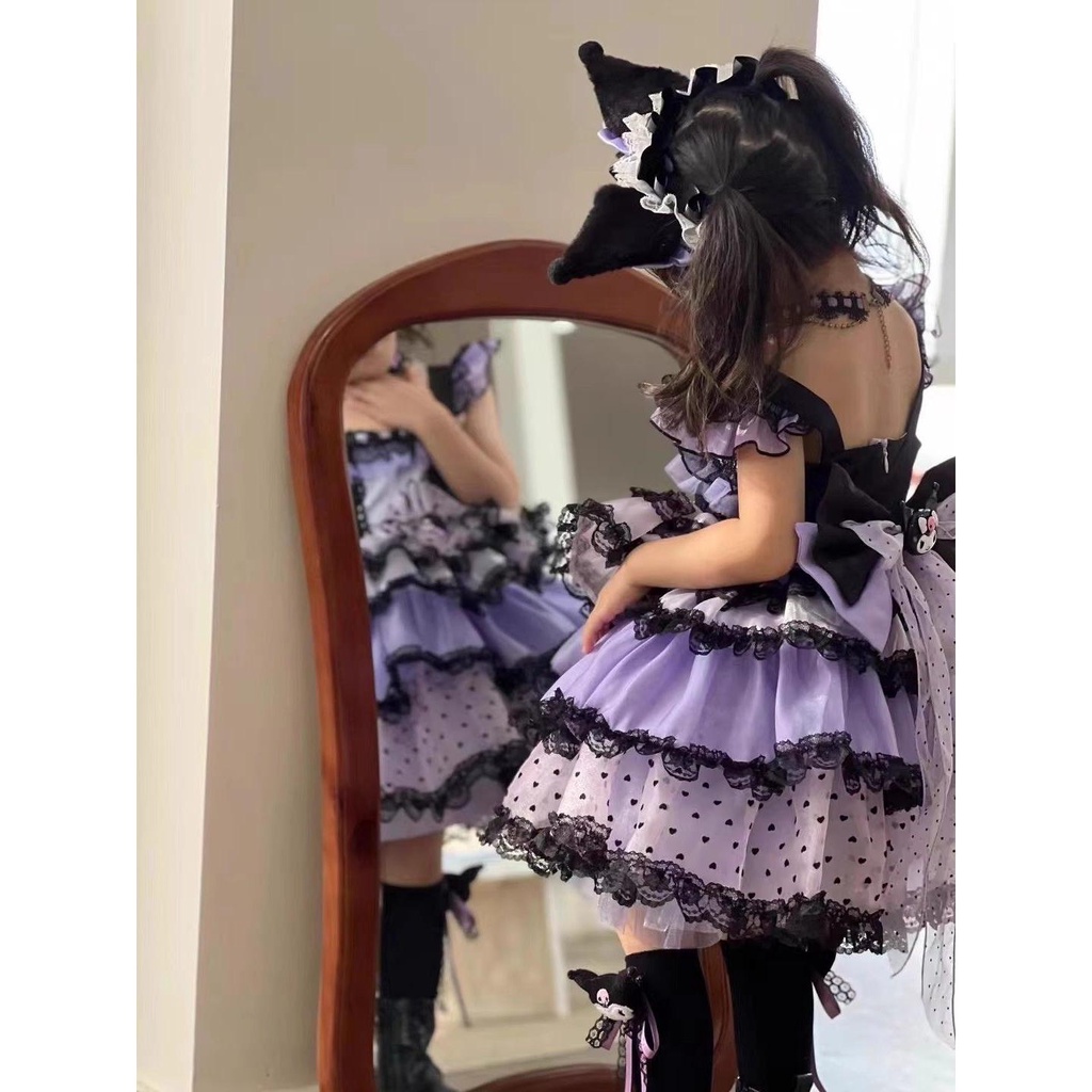 Kuromi Đầm lolita Dáng Dài Xinh Xắn Theo Phong Cách Thu Đông Dành Cho Bé