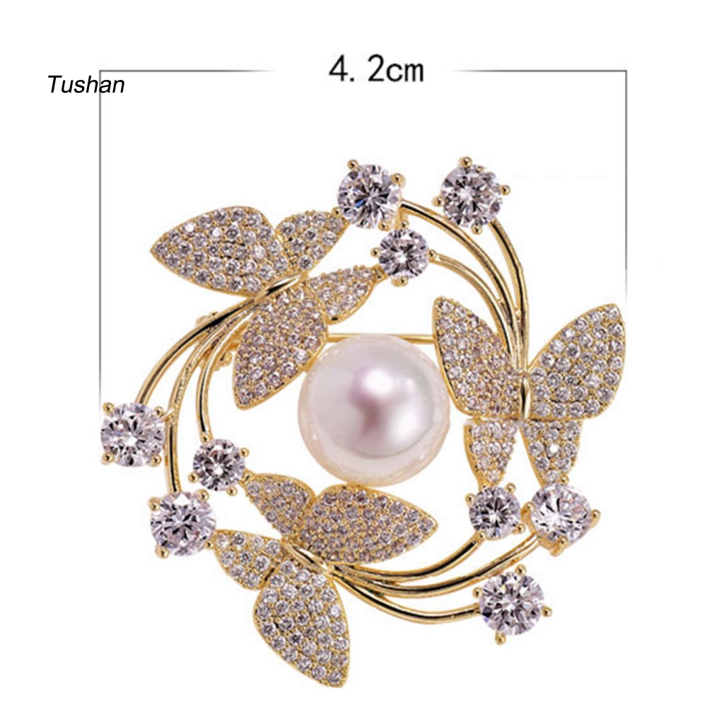Ghim Cài Áo Hình Tròn Đính Ngọc Trai Nhân Tạo Thời Trang Cho Nữ