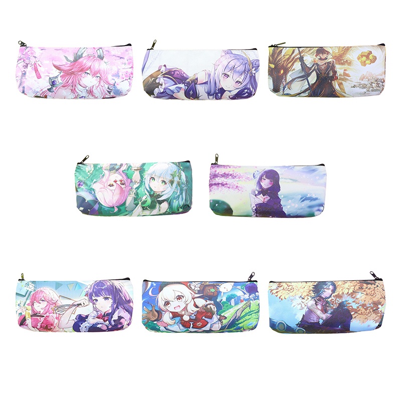 Túi Đựng Bút Bằng pu Sức Chứa Lớn Hình anime songping genshin Cho Học Sinh