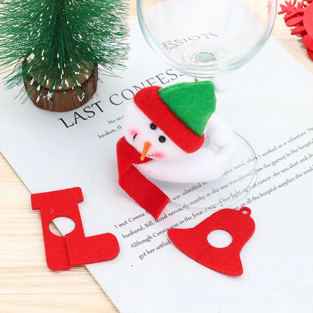 Xmas Búp Bê Trang Trí Giáng Sinh Chai Rượu / Ly Rượu
